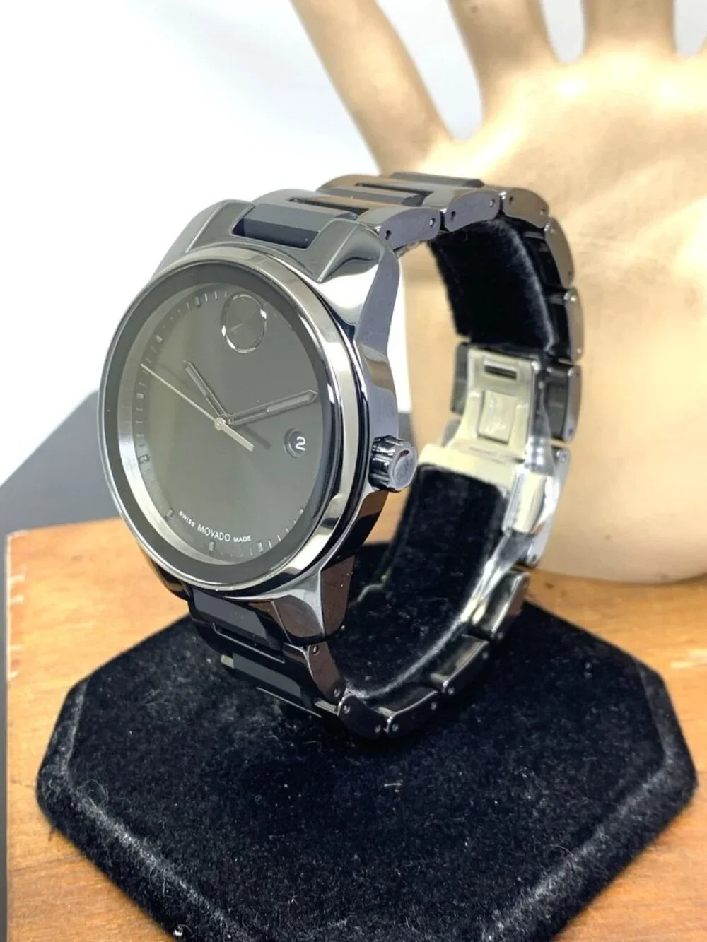 Movado Men's Watch Bold Verso Gray Dial Swiss Quartz Black Ceramic Steel 42mm